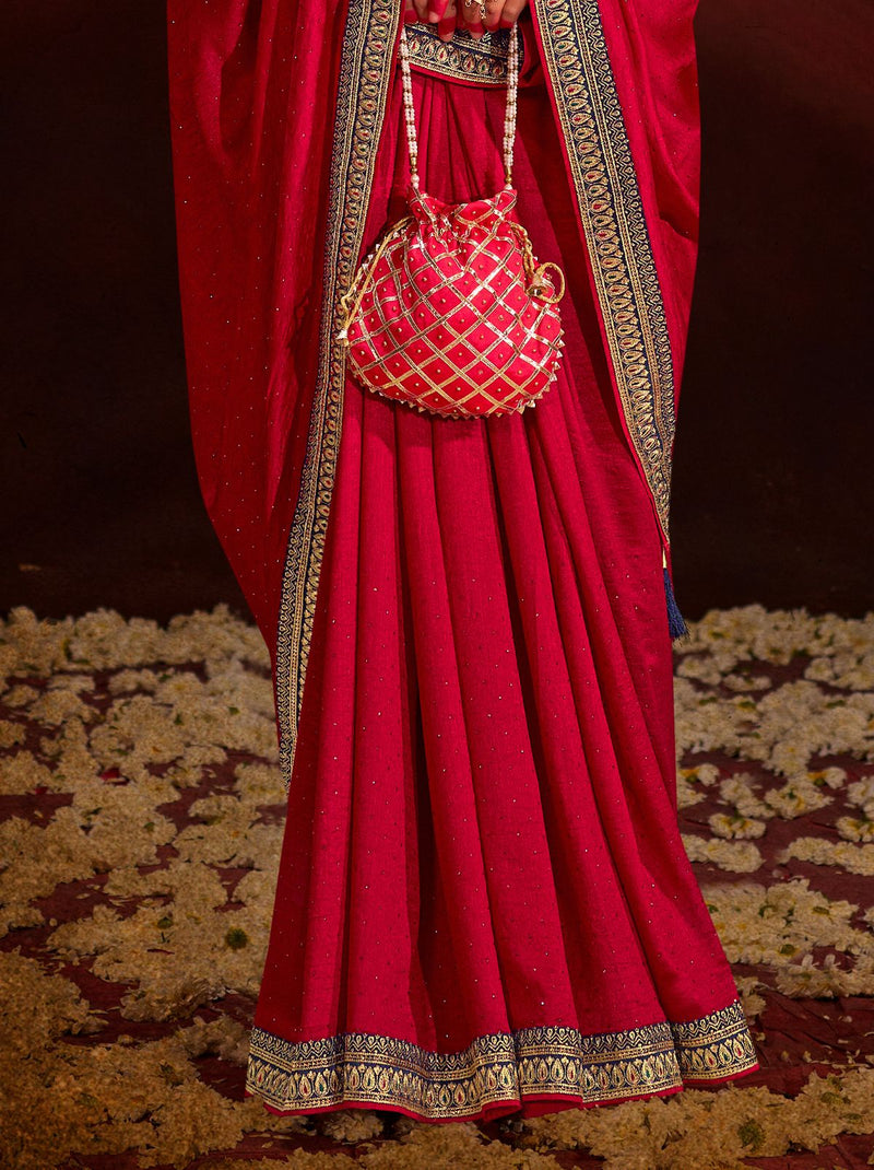 Magenta Crayola Fine Ethnic Designer Silk Saree