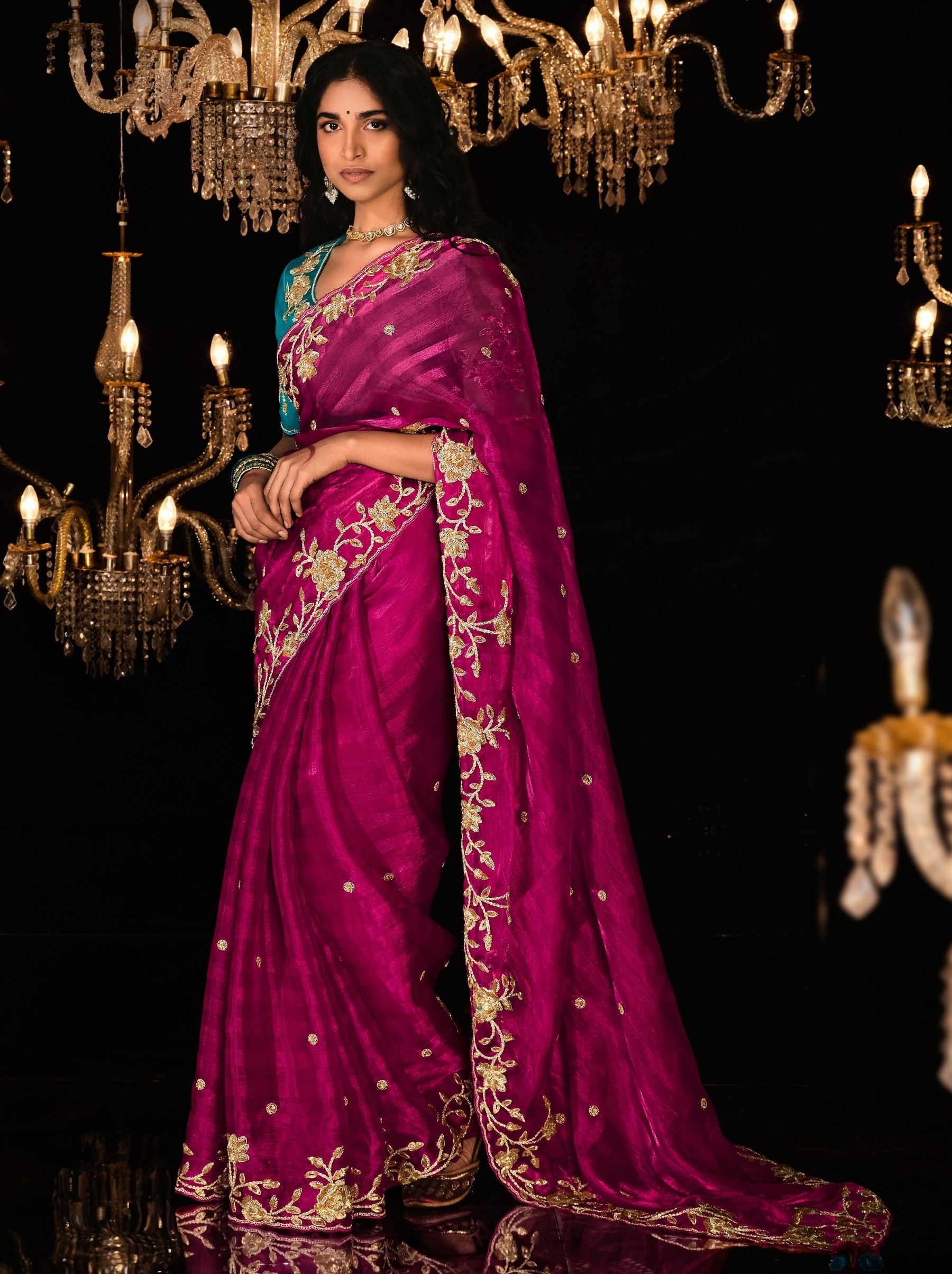Magenta-Pink Premium Fancy Designer Wedding Saree - TrendOye