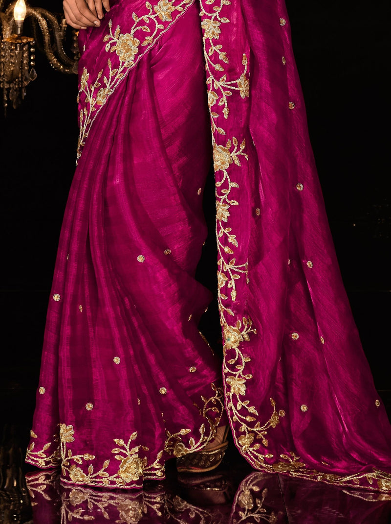 Magenta-Pink Premium Fancy Designer Wedding Saree