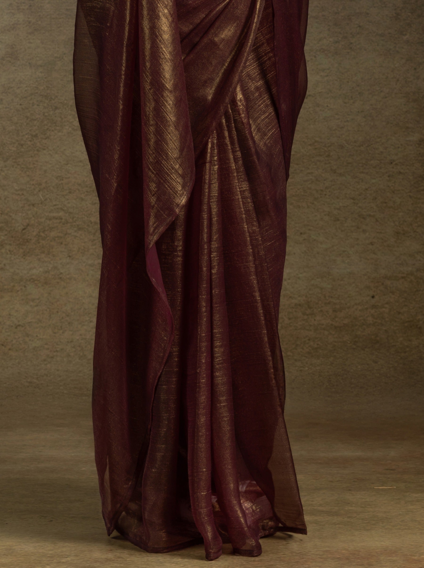 Maroon Brown Ready to Wear Party Saree With Blouse Piece