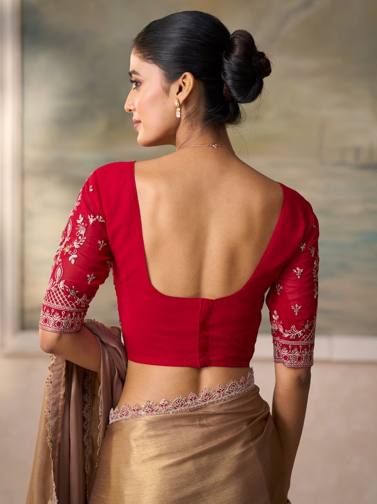 Metallic Silver Contemporary Sequin Statement Saree With Designer Blouse
