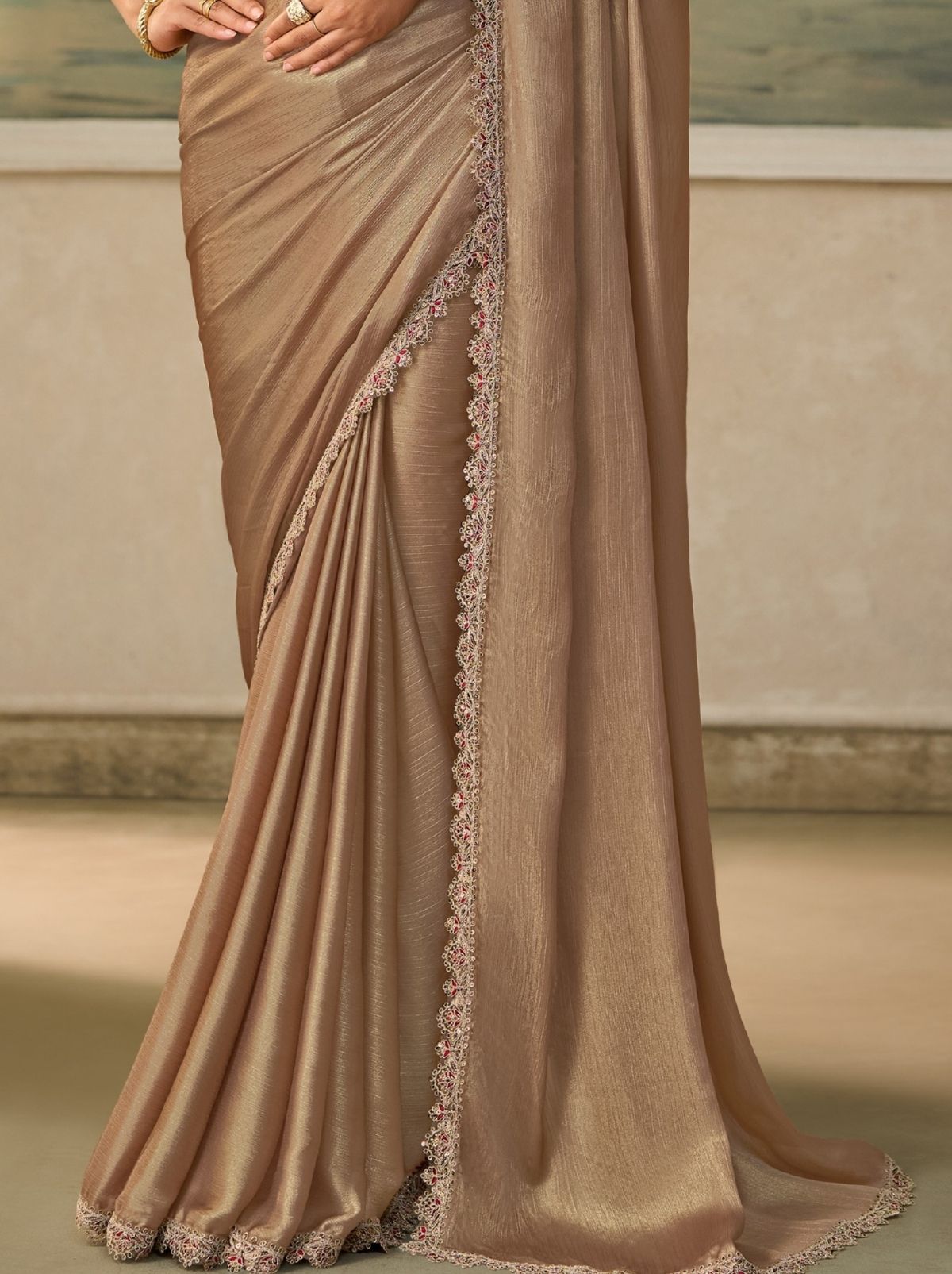 Metallic Silver Contemporary Sequin Statement Saree With Designer Blouse