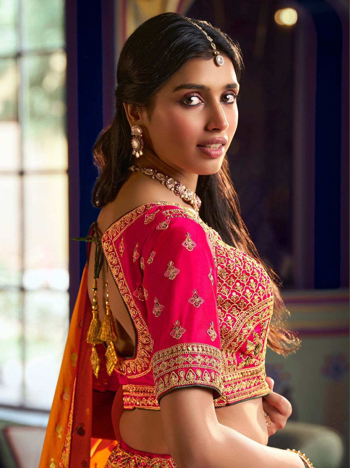 Multi-Color Exclusive Luxury Wedding Lehenga Set With Hand Embroidery Work