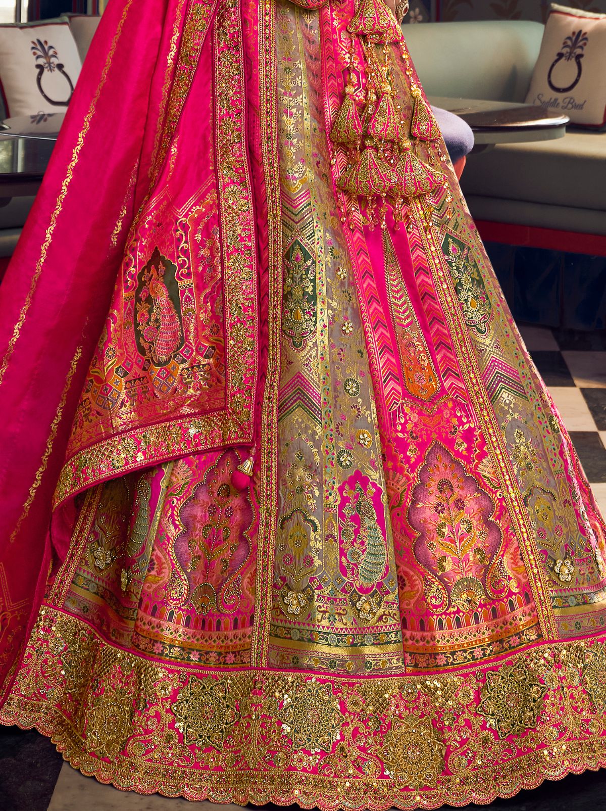 Multi-Color Exclusive Luxury Wedding Lehenga Set With Hand Embroidery Work