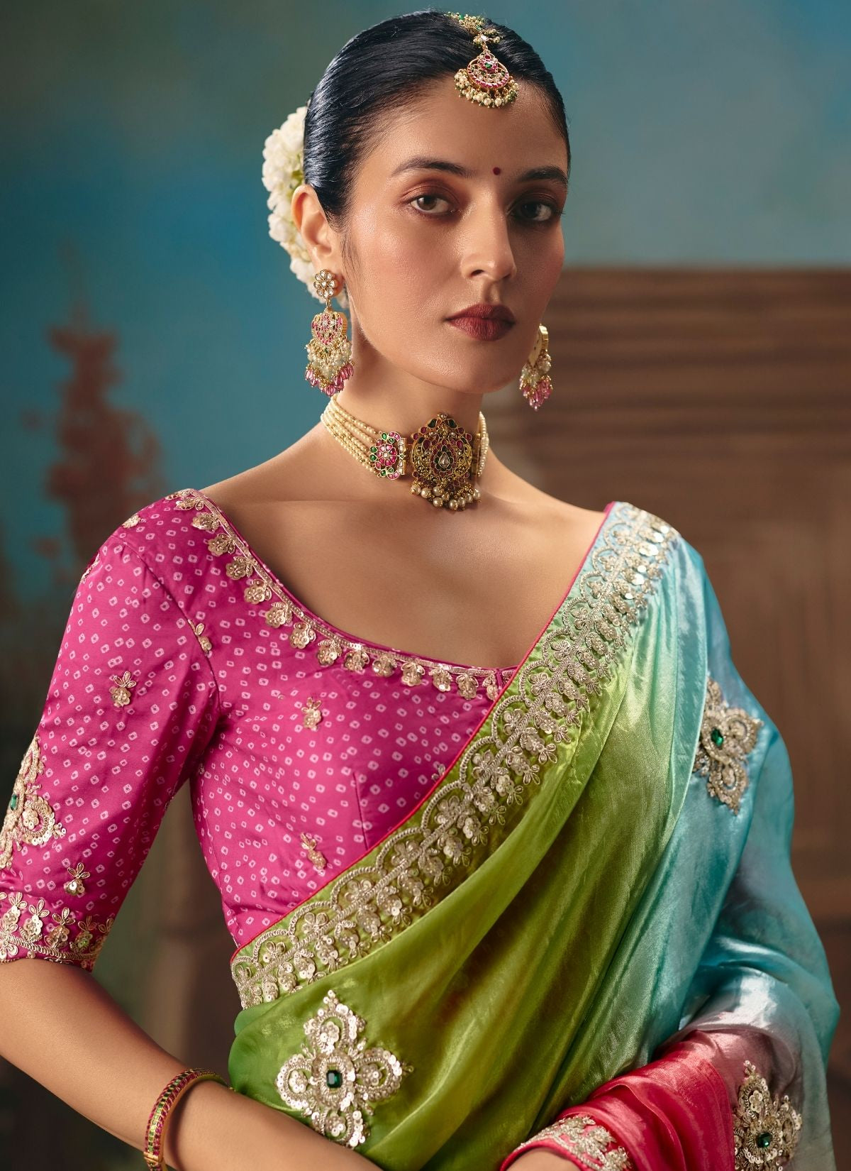 Multicolor Celebration Fancy Saree With Premium Blouse Piece - TrendOye