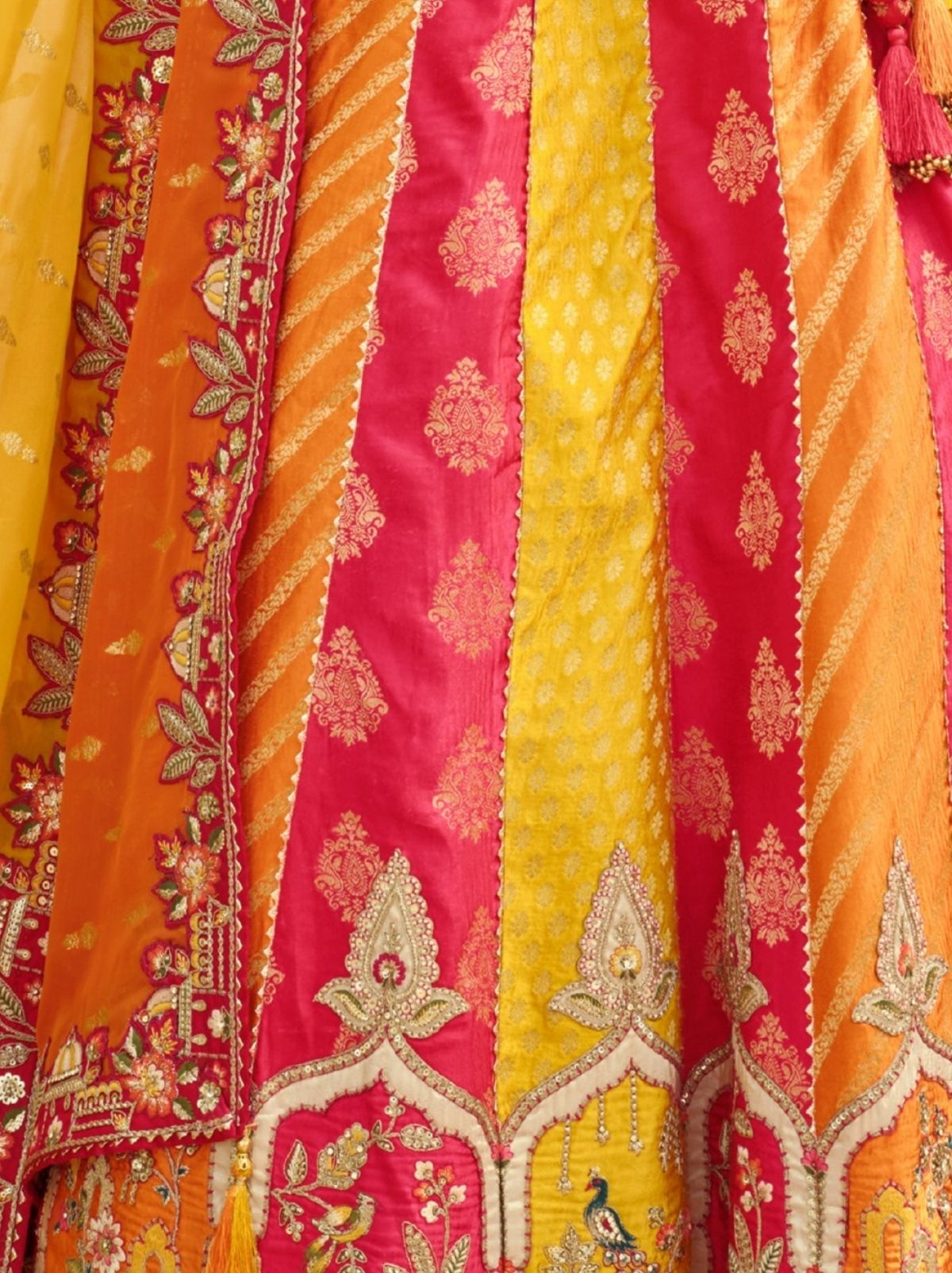 Multicolor Majestic Wedding Lehenga Set With Mirror Work