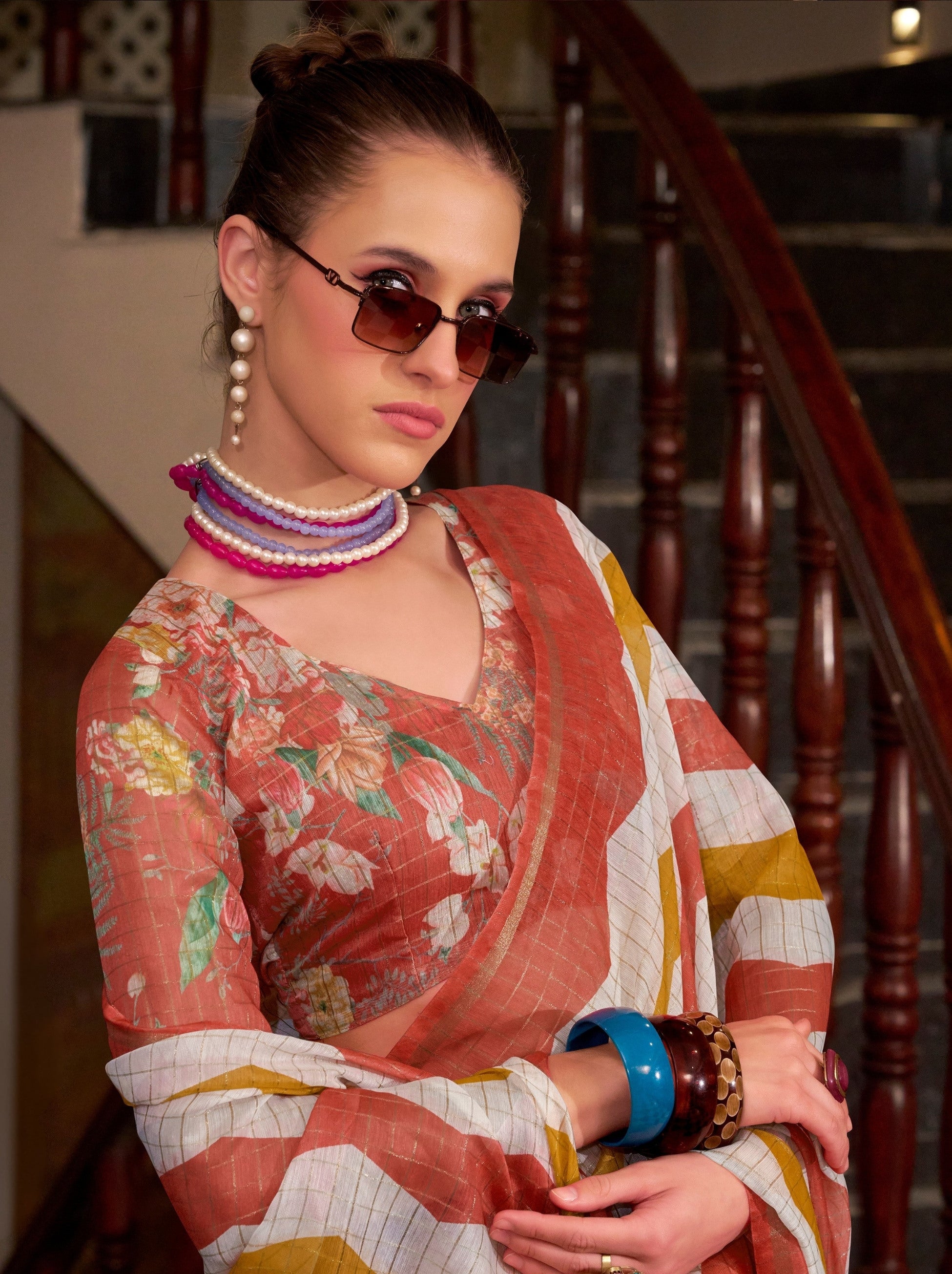 Sunset Orange Celebration Saree - TrendOye