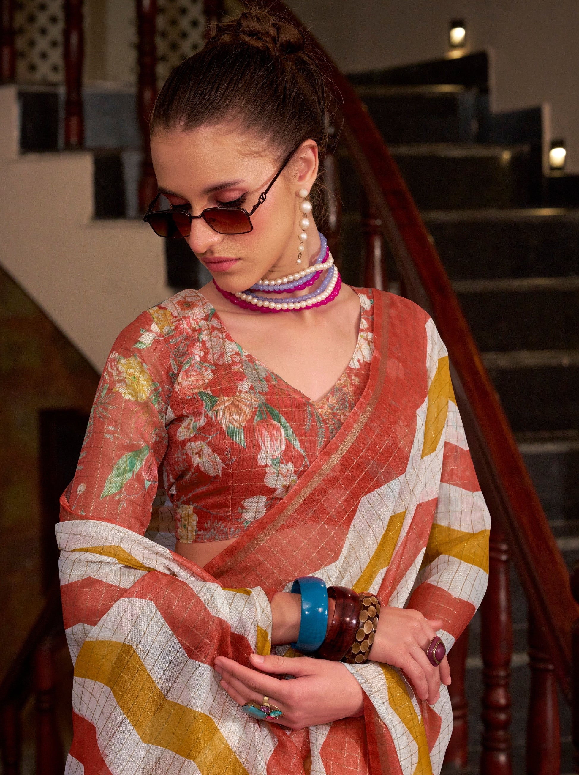 Sunset Orange Celebration Saree - TrendOye