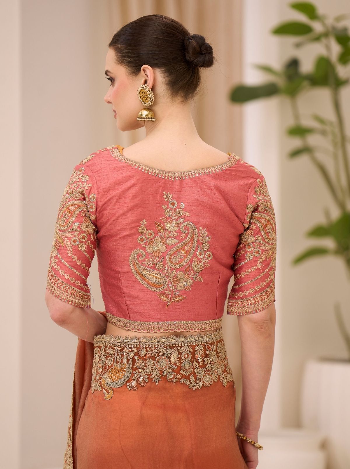 Yam Orange Designer Wedding saree With Blouse Piece - TrendOye