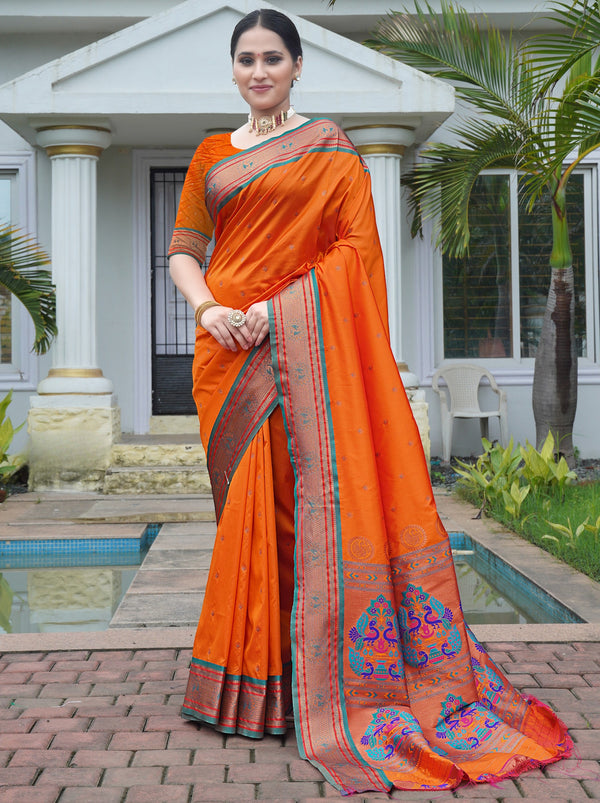 Tiger Orange Festive Saree