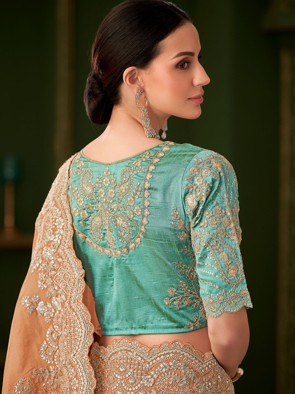 Tangerine Orange Regal Designer Georgette Silk Saree for Brides