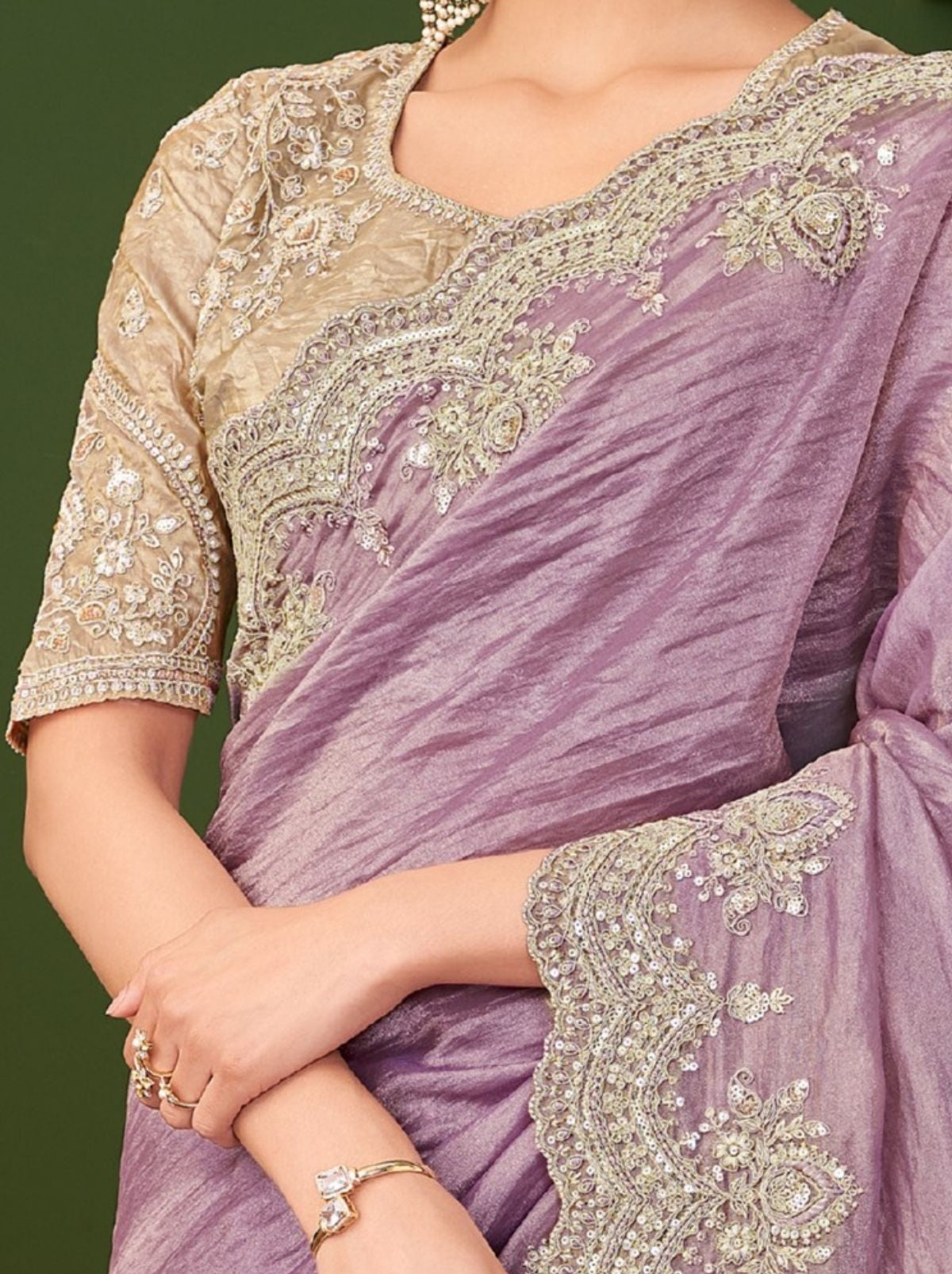 Orchid Violet Regal Designer Georgette Silk Saree for Brides