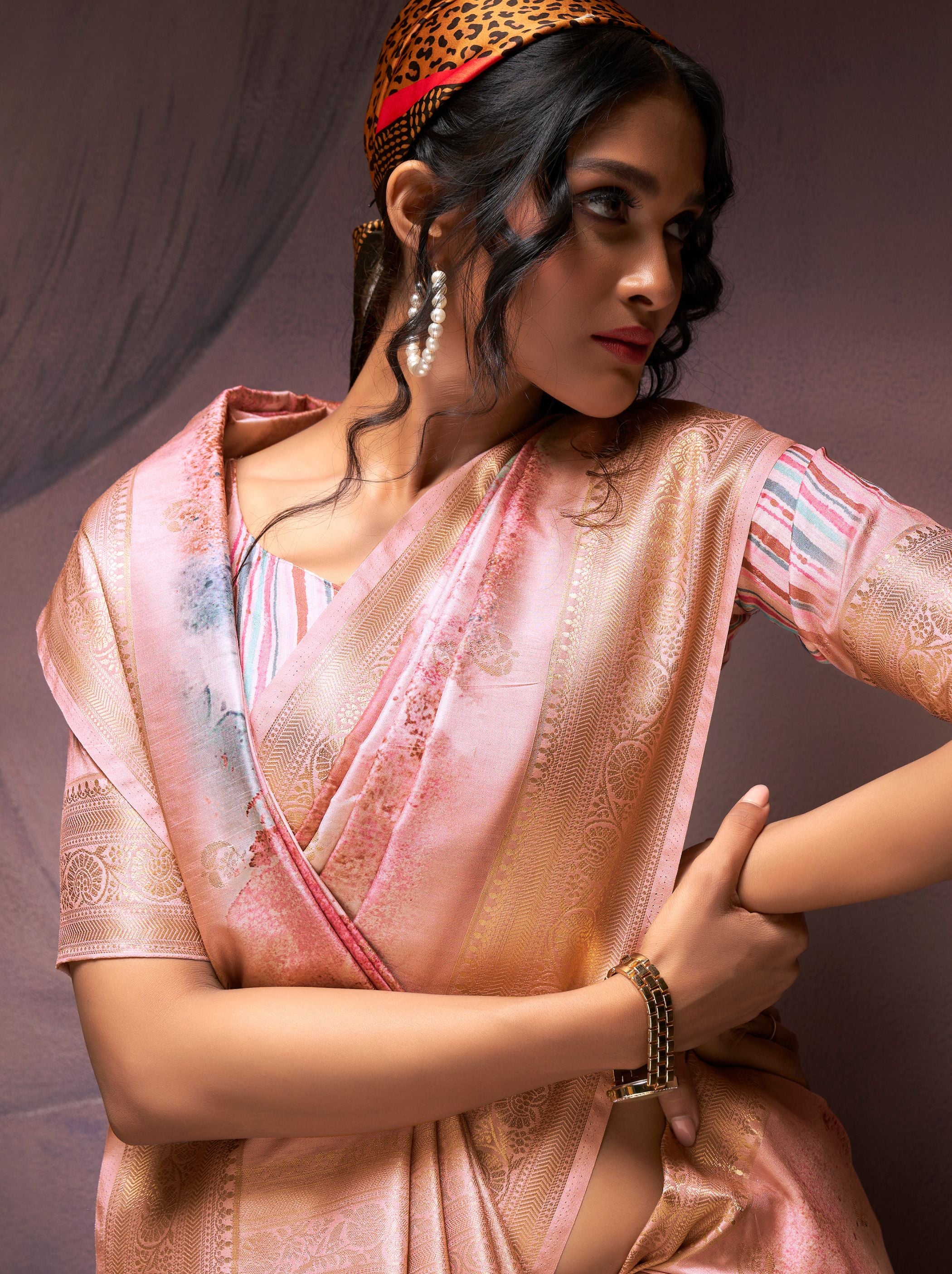 Candlelight Peach Silk Blended Saree - TrendOye