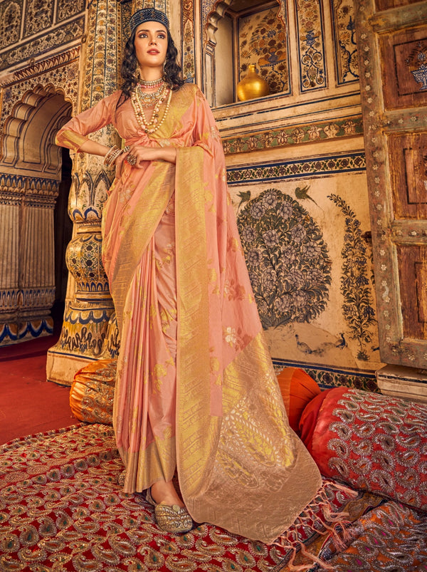 Peach Premium Designer Georgette Party Saree