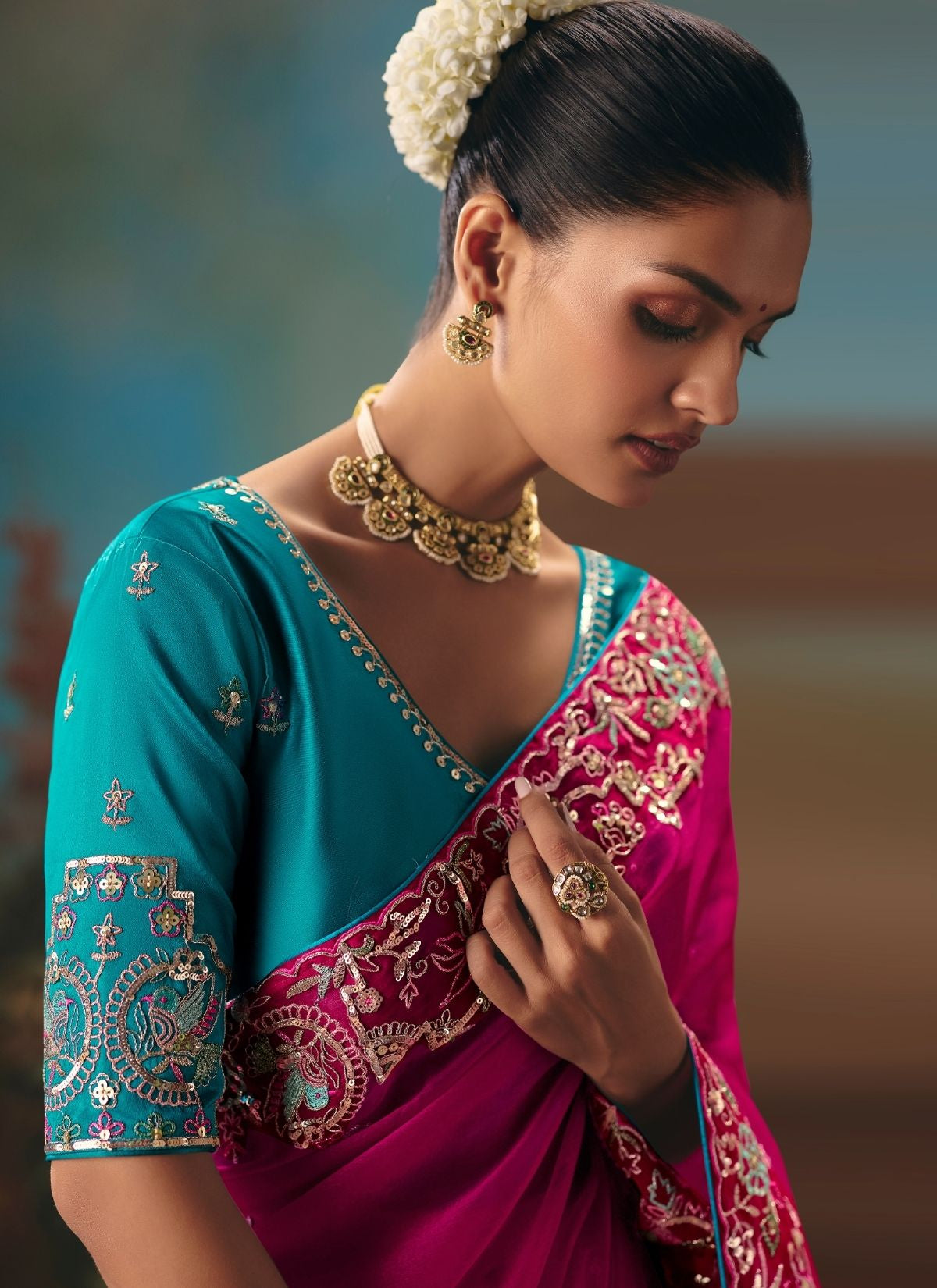 Cerise Pink Celebration Fancy Saree With Premium Blouse Piece - TrendOye