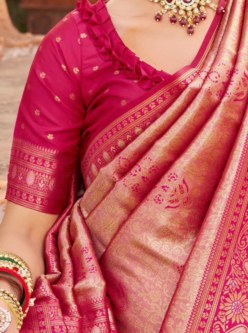 Ruby Pink Premium Soft Silk Festive Saree