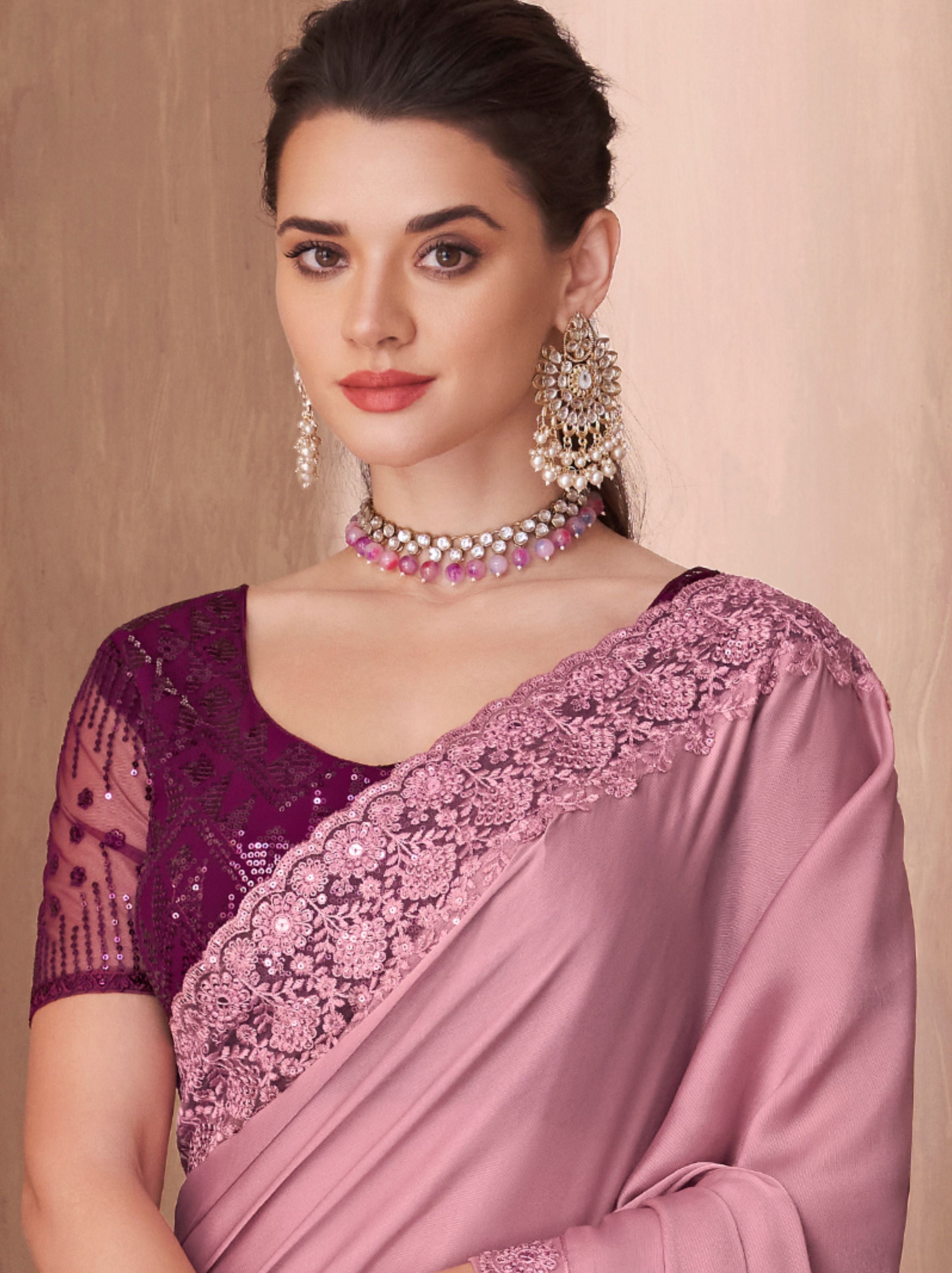 Thulian Pink fancy  Silk Blended Saree - TrendOye