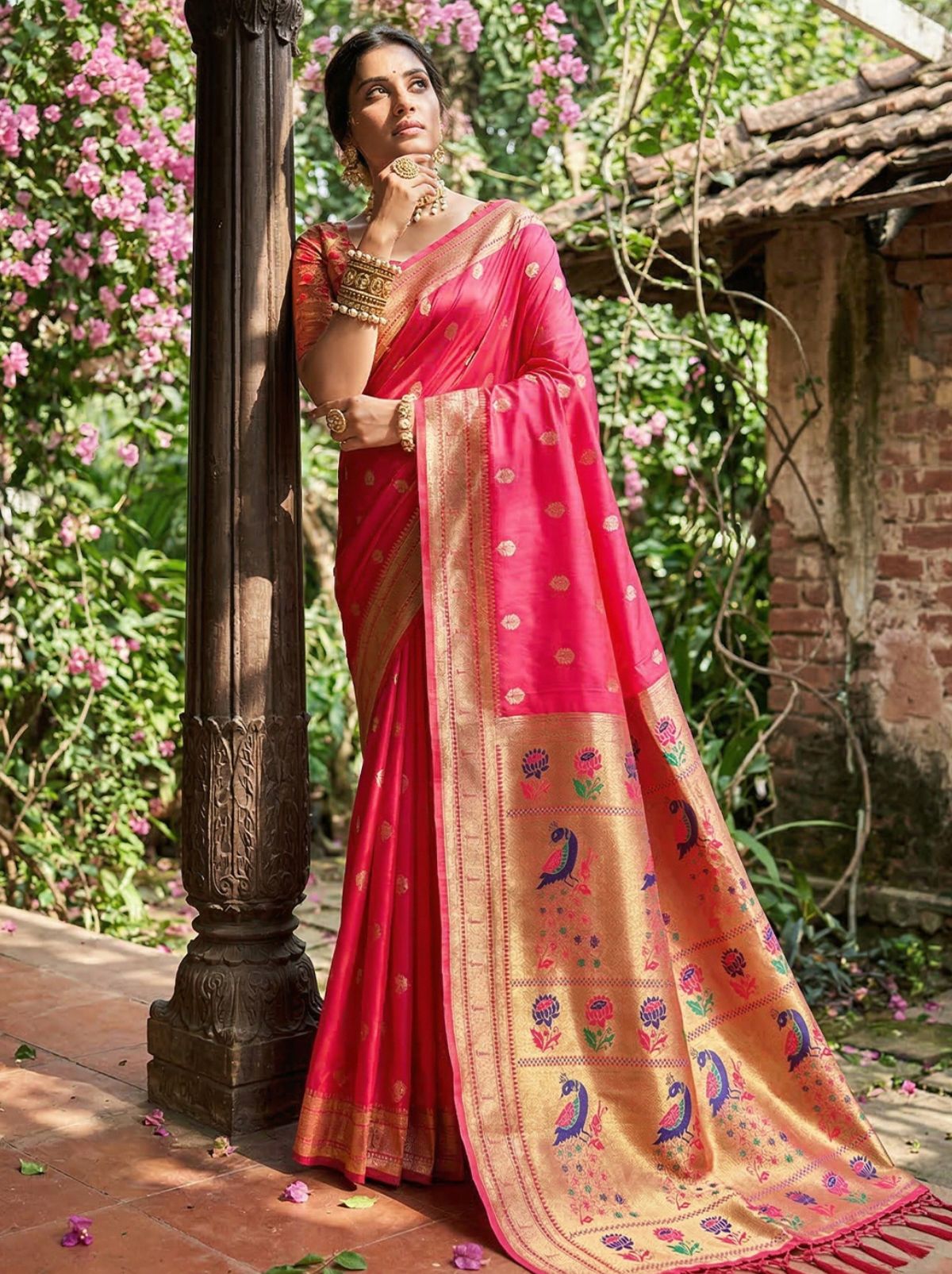 Magenta Pink Premium Soft Silk Paithani Wedding Saree