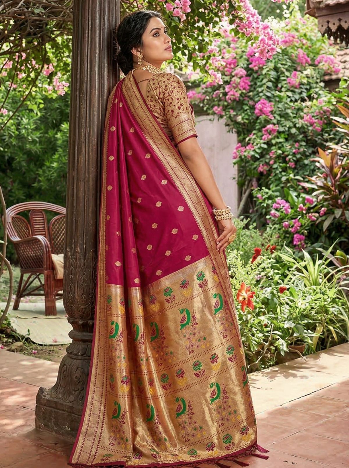Wine Pink Premium Soft Silk Paithani Wedding Saree