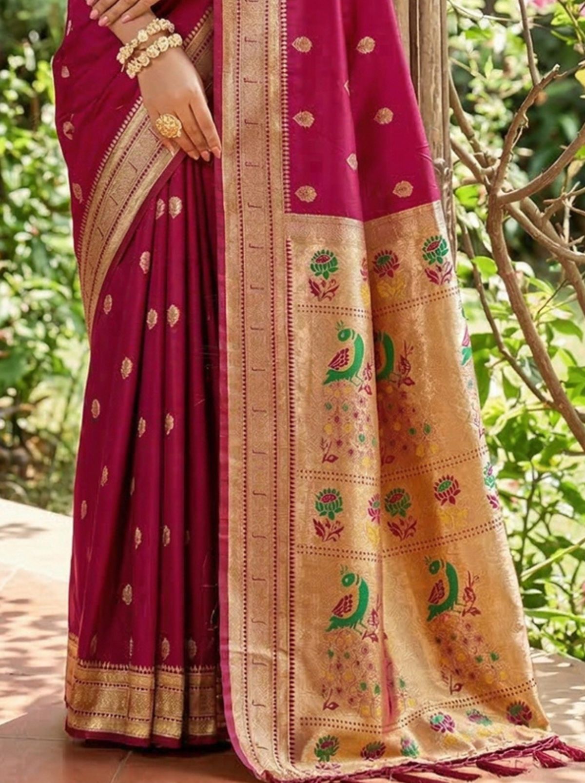 Wine Pink Premium Soft Silk Paithani Wedding Saree