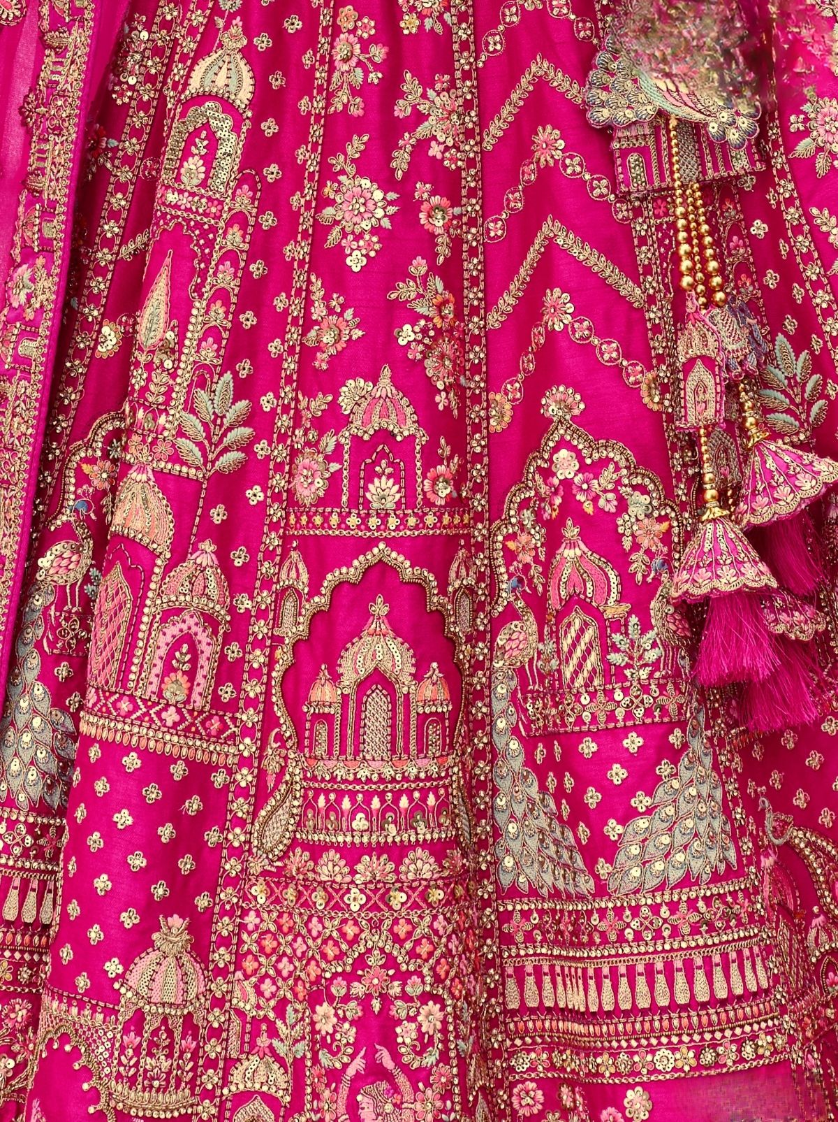 Hot Pink Exclusive Bridal Lehenga Set With Heavy Khatli & Thread Work