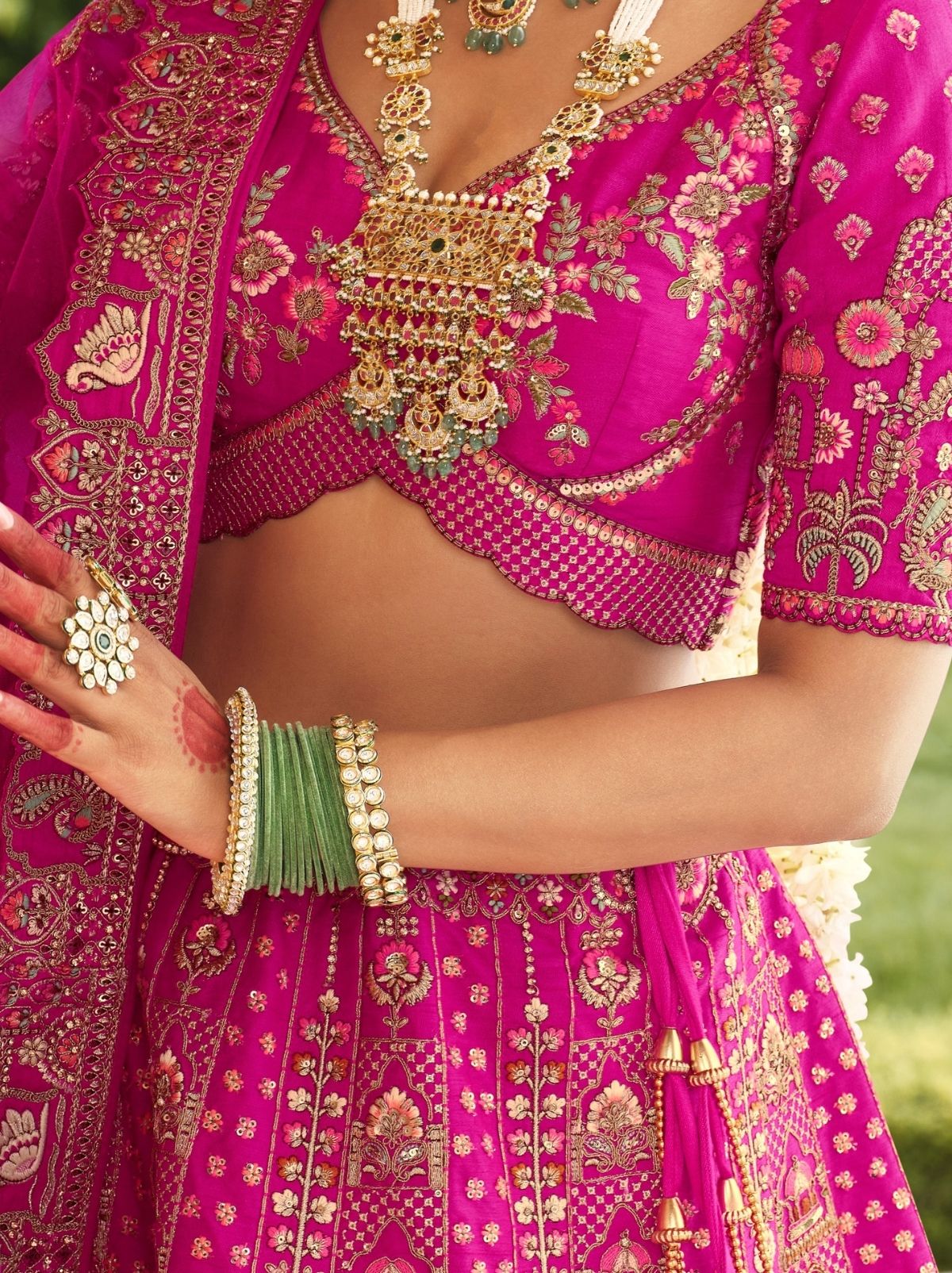 Persian Pink Exclusive Bridal Lehenga Set With Heavy Khatli & Thread Work