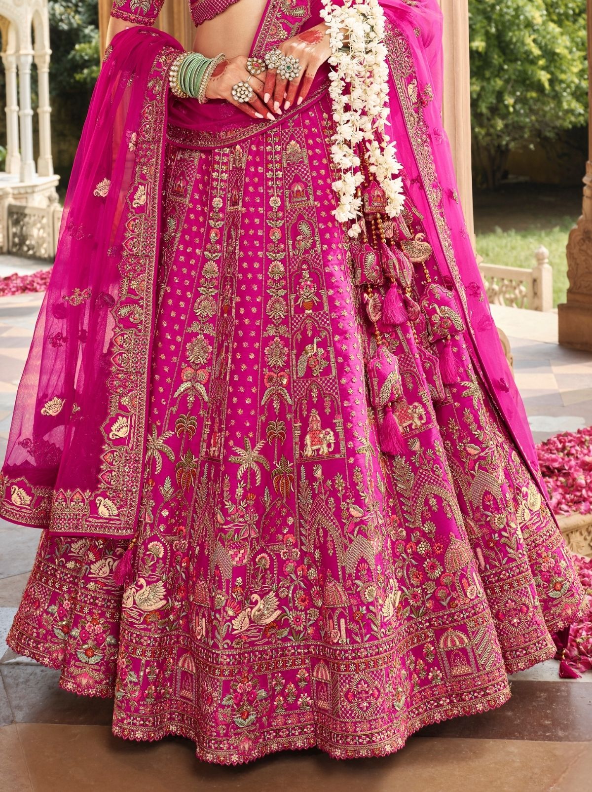 Persian Pink Exclusive Bridal Lehenga Set With Heavy Khatli & Thread Work