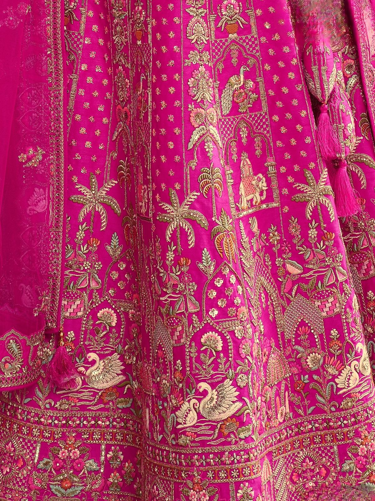 Persian Pink Exclusive Bridal Lehenga Set With Heavy Khatli & Thread Work
