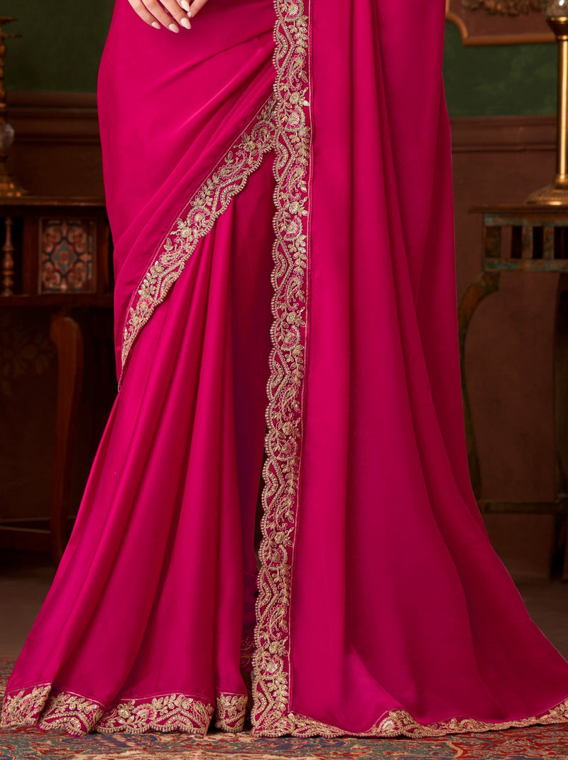 Burgundy Red premium Georgette Saree