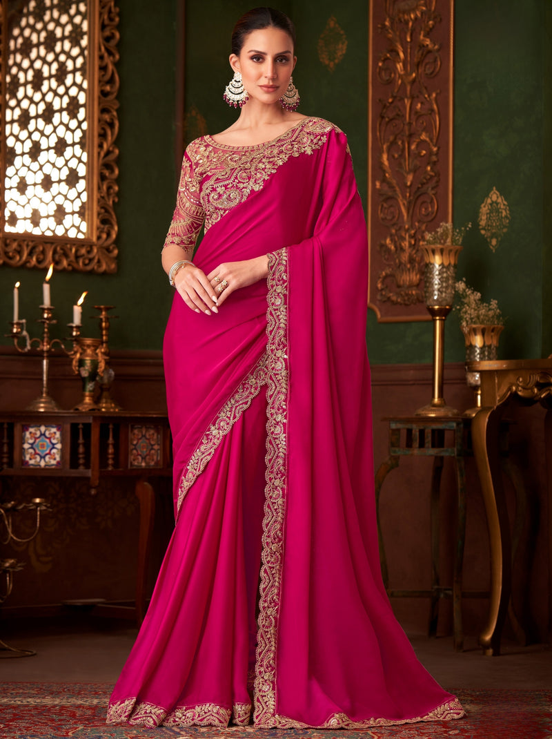 Burgundy Red premium Georgette Saree