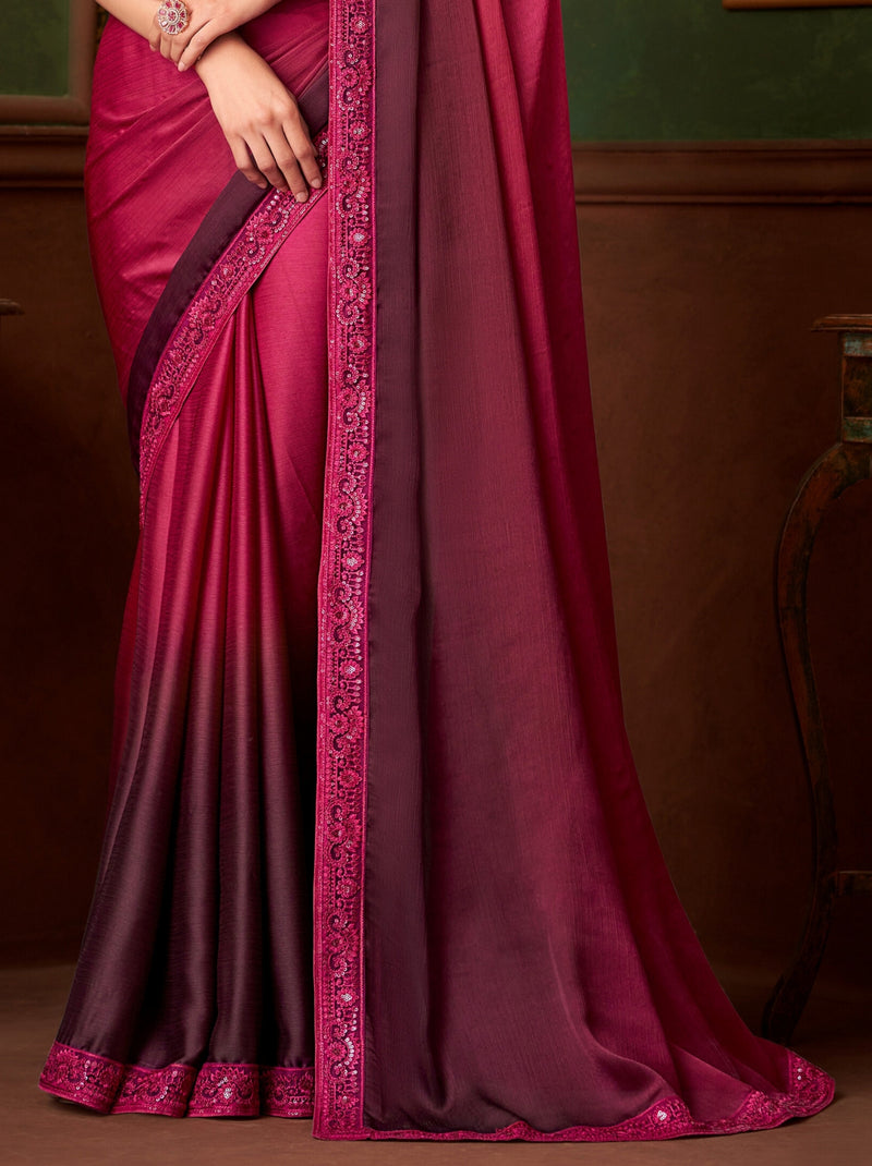 Wild Berry Pink Party Designer Saree