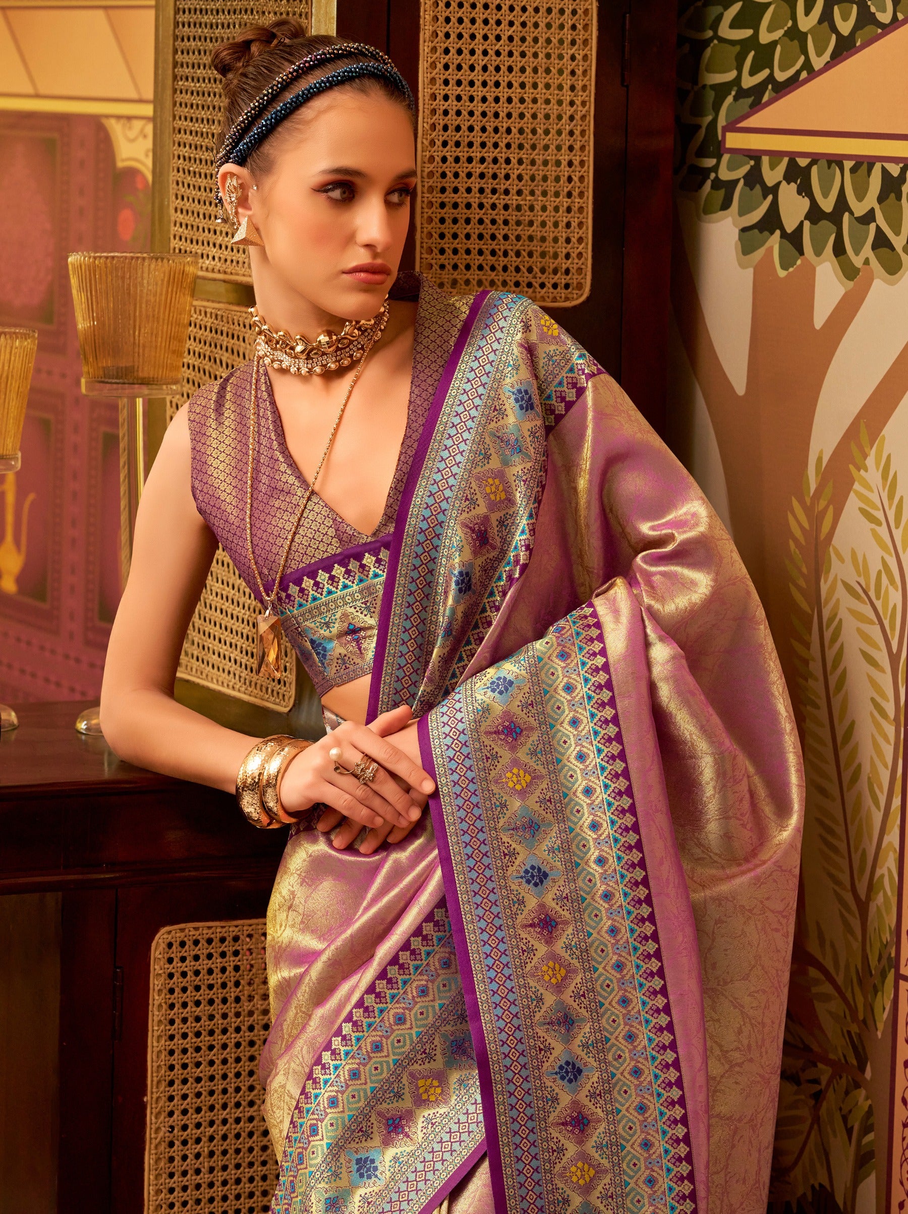 Taffy Pink Fancy Celebration Saree - TrendOye