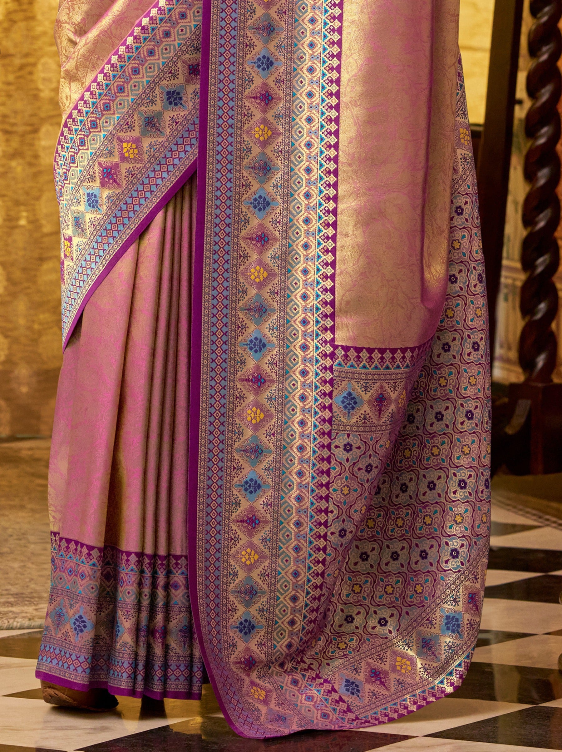 Taffy Pink Fancy Celebration Saree - TrendOye