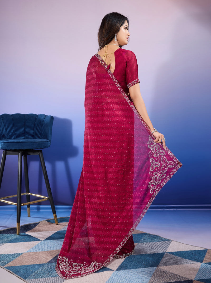 Ruby Pink Fancy Premium Party Designer Saree