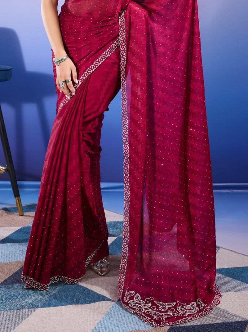 Ruby Pink Fancy Premium Party Designer Saree