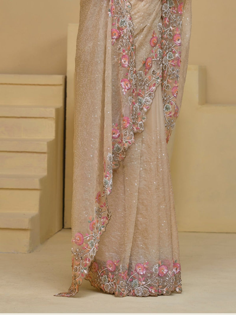 Lemonade Pink Premium Wedding Designer Saree