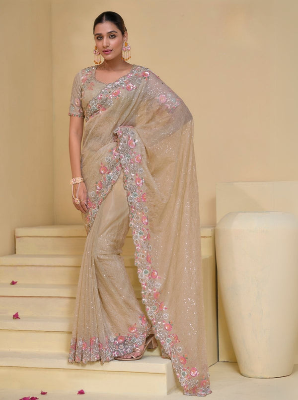 Lemonade Pink Premium Wedding Designer Saree