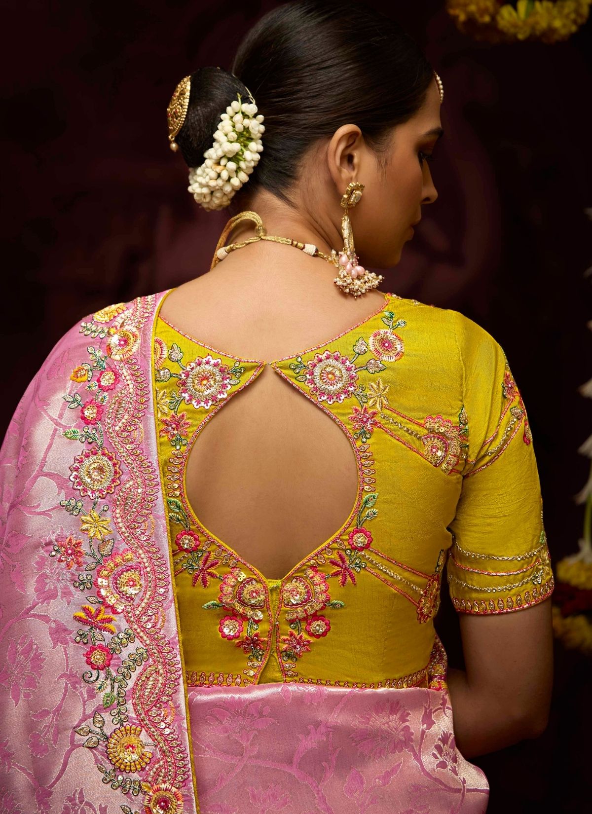 Rose Pink Luxury Banarasi Kanjivaram Saree with Embroidery - TrendOye