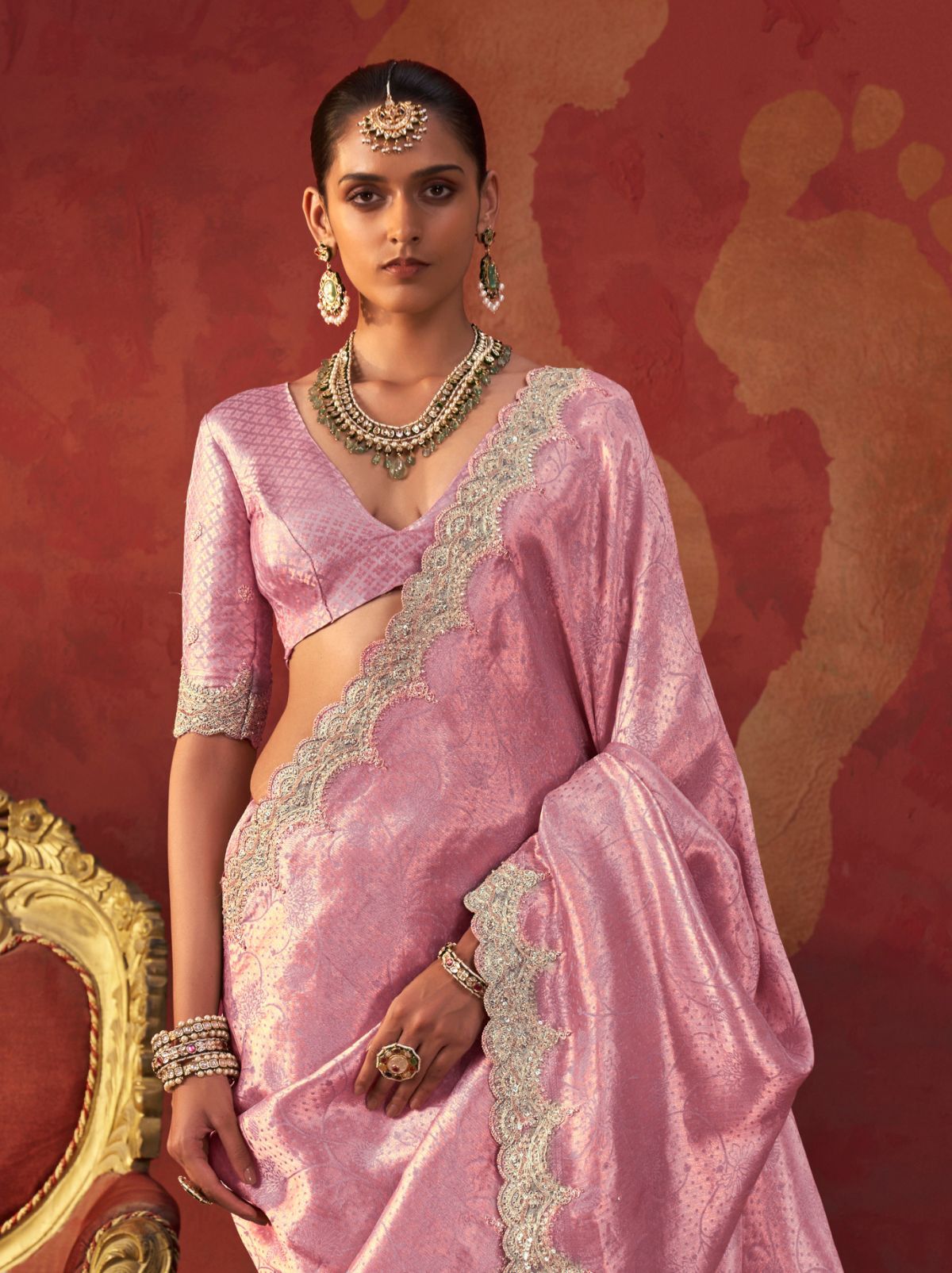 Pastel Pink Luxury Viscose Saree With Blouse Piece