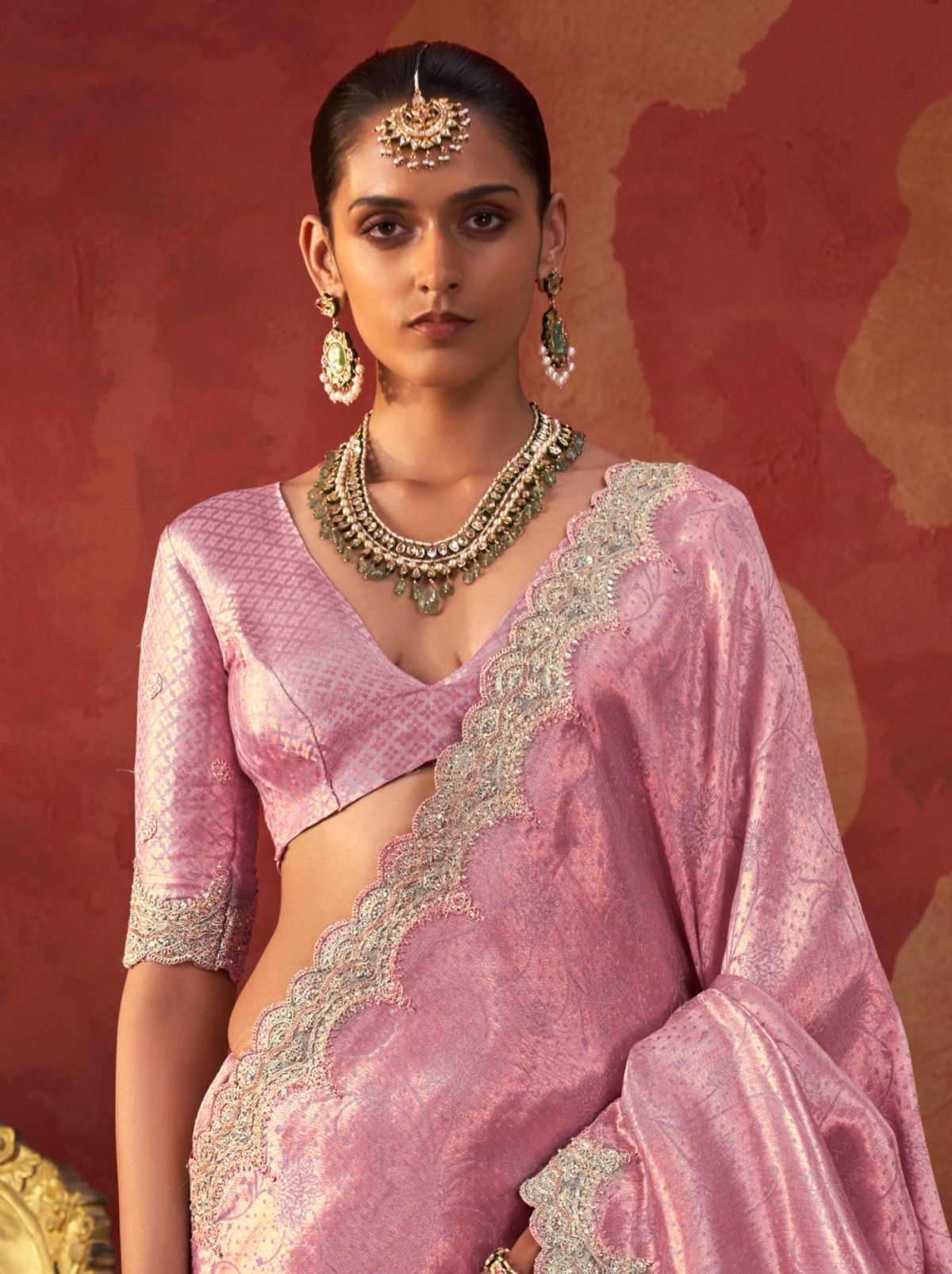 Pastel Pink Luxury Viscose Saree With Blouse Piece