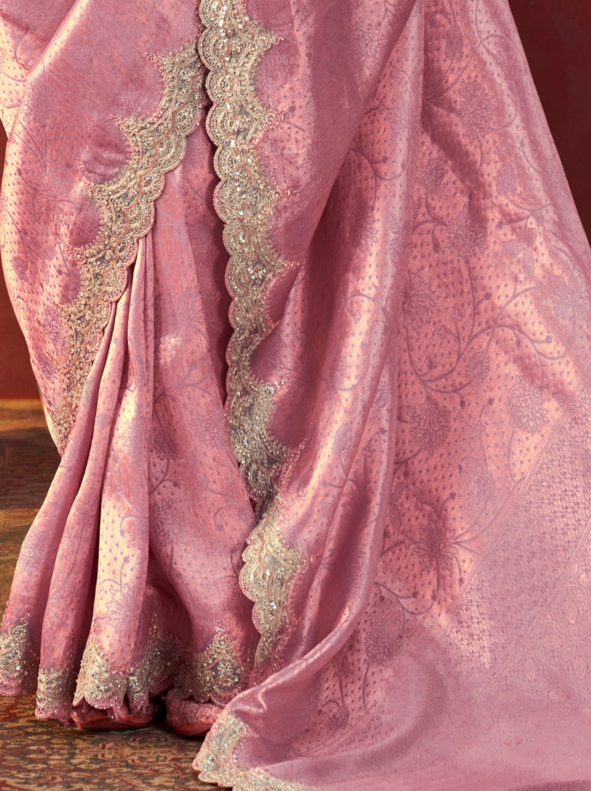 Pastel Pink Luxury Viscose Saree With Blouse Piece