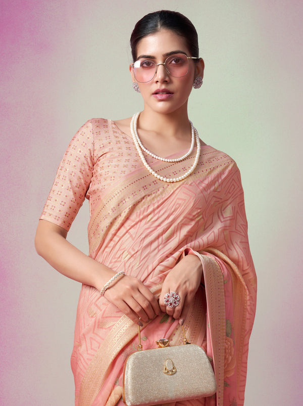 Rose Pink Premium Georgette Weightless Celebration Saree