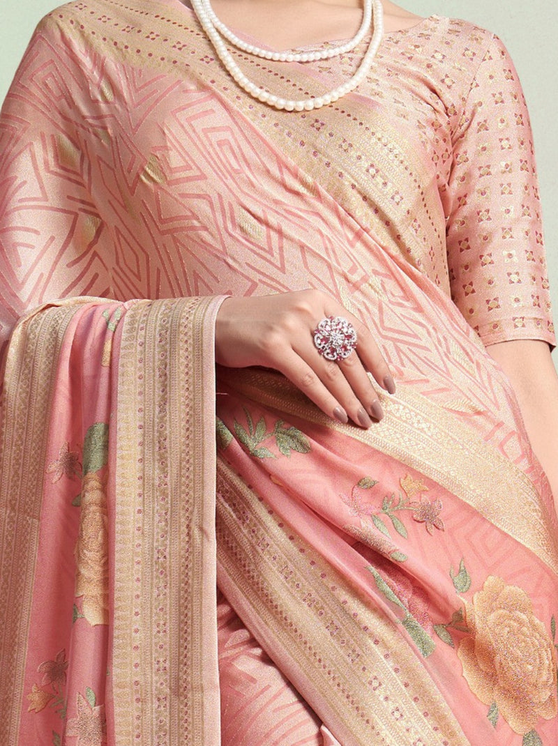 Rose Pink Premium Georgette Weightless Celebration Saree