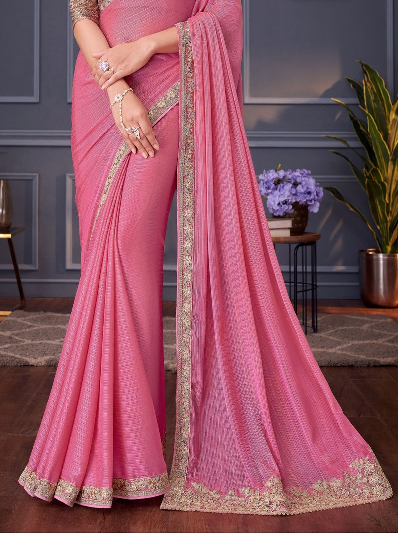 Rose Pink Party Designer Saree