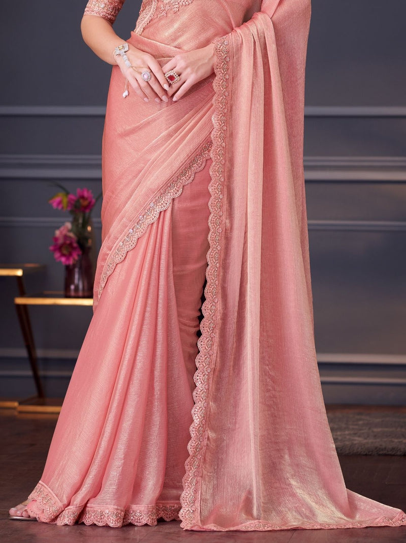 Flamingo Pink Party Designer Saree