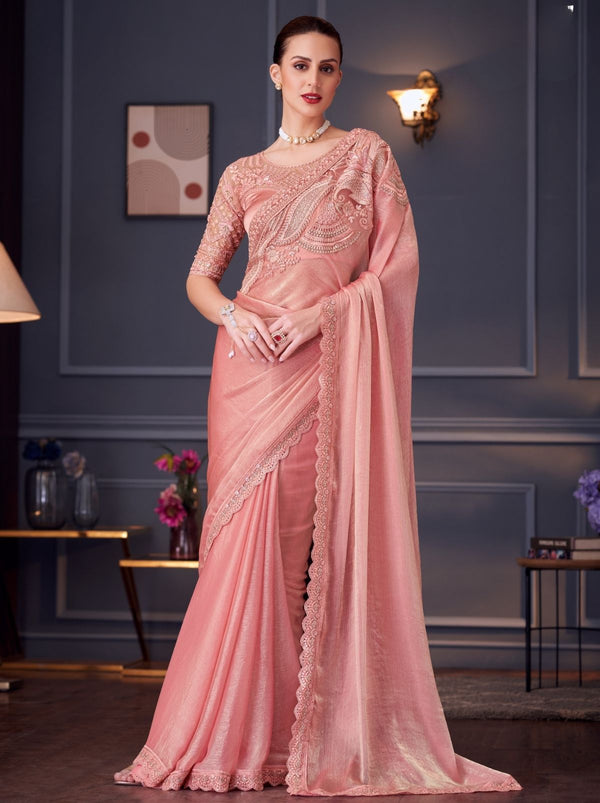 Flamingo Pink Party Designer Saree