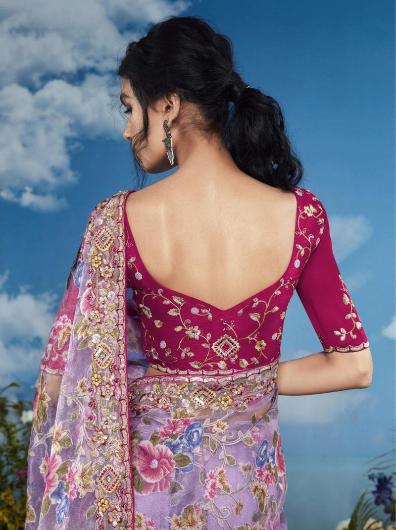 Amaranth Pink Party Designer Saree