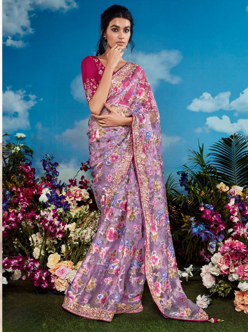 Amaranth Pink Party Designer Saree