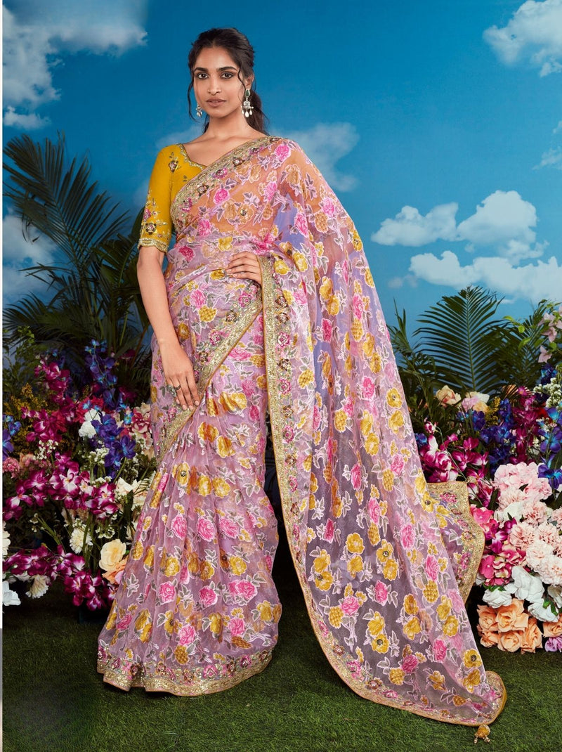 Carnation Pink Party Designer Saree