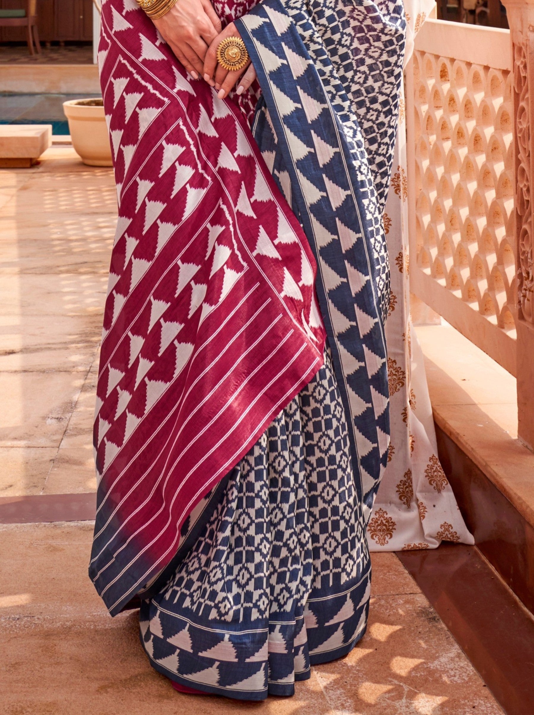 Ruby Pink Celebration Saree - TrendOye